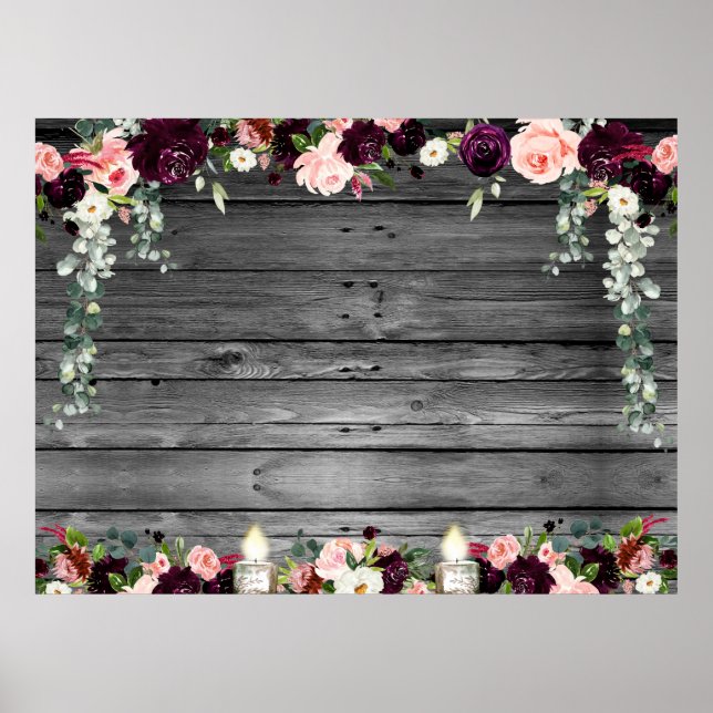Rustik affisch med blomster på brädlaggning i XL-f (Framsidan)