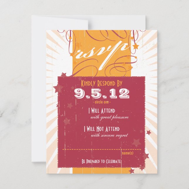 Rustik affisch: Rosa & Orange bröllop RSVP OSA Kort (Framsida)