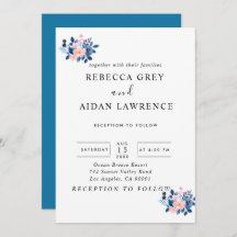 Rustik akvarell av en rosa och blå blomsterbukett