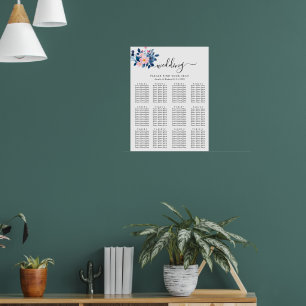 Rustik akvarell av en rosa och blå blomsterbukett poster