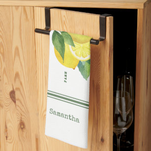 Rustik akvarell citron - Vintage estetisk citrus Kökshandduk