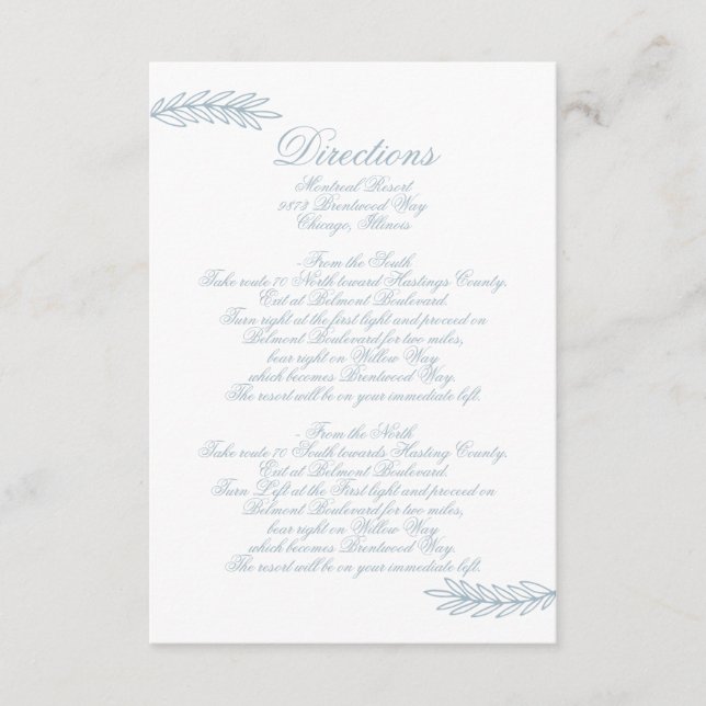 Rustik akvarell dammig blå natur lövrik bröllop tilläggskort (Framsida)