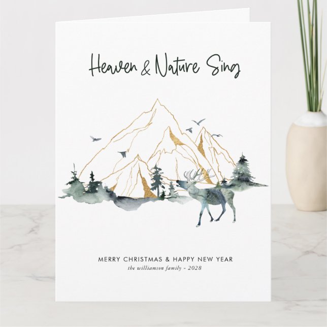 Rustik akvarell En bild Skogsjul Kort (Framsida)