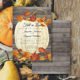 Rustik akvarell höstlöv pumpa mörkt trä inbjudningar