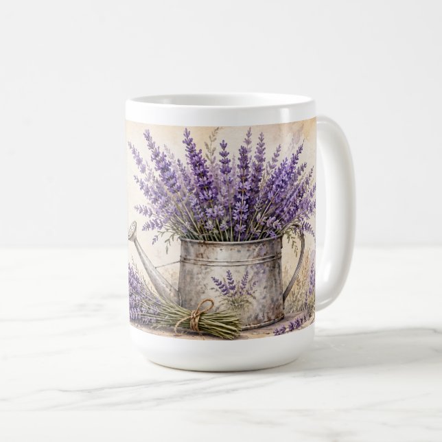 Rustik akvarell Lavendel Fred Lugn Stillhet Kaffemugg (Framsida höger)