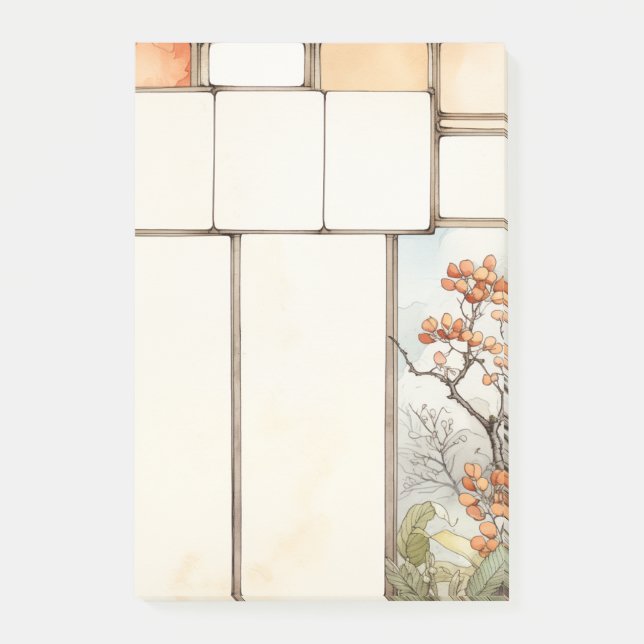 Rustik akvarell röda blommor skrivplats ramar post-it block (Framsida)