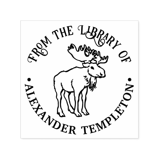 Rustik Älg Med Horn Biblioteksboknamn Självfärgande Stämpel (Design)