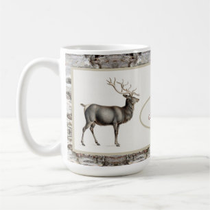 Rustik Älg/Ren Hjortfamilj Monogram Kaffemugg