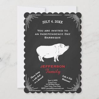 Rustik amerikansk 4 juli BBQ-fest på svart tavla Inbjudningar