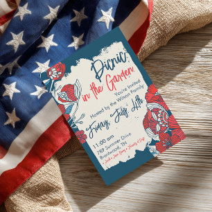 Rustik amerikansk blomsterinbjudan till fjärde jul inbjudningar