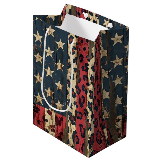 Rustik amerikansk flagga leopardtryck (1) (Framsidan Vinklad)