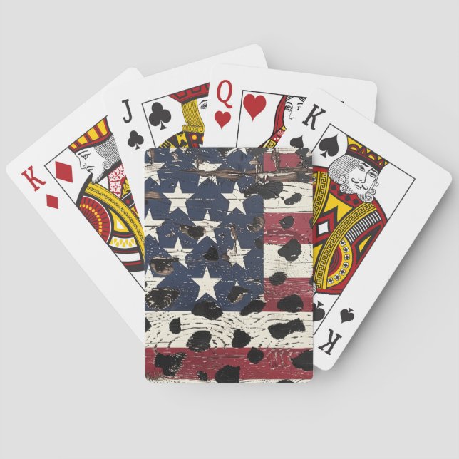 Rustik amerikansk flagga leopardtryck (2) casinokort (Baksidan)