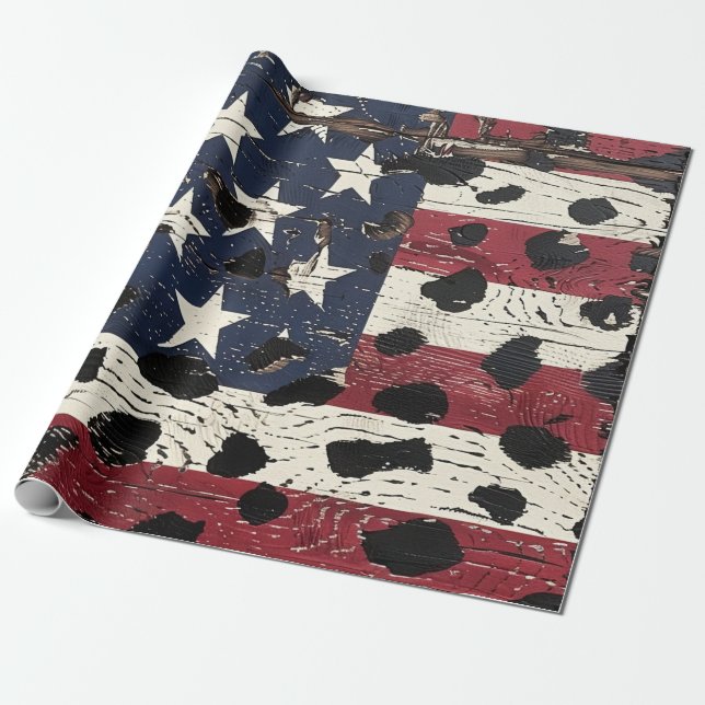 Rustik amerikansk flagga leopardtryck (2) presentpapper (Utrullad)