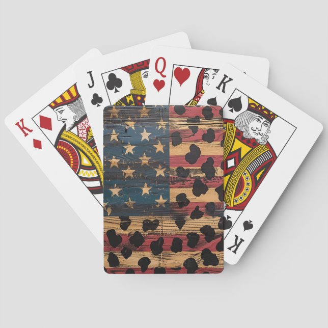 Rustik amerikansk flagga leopardtryck (4) casinokort (Baksidan)