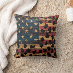 Rustik amerikansk flagga leopardtryck (4) kudde