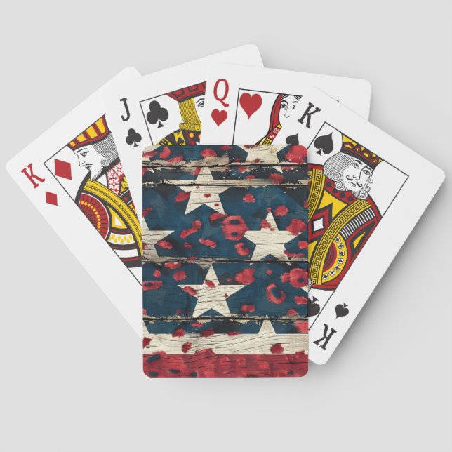 Rustik amerikansk flagga leopardtryck (5) casinokort (Baksidan)