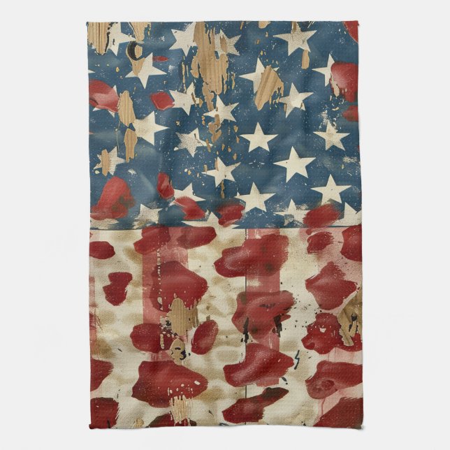 Rustik amerikansk flagga leopardtryck (6) kökshandduk (Vertikal)