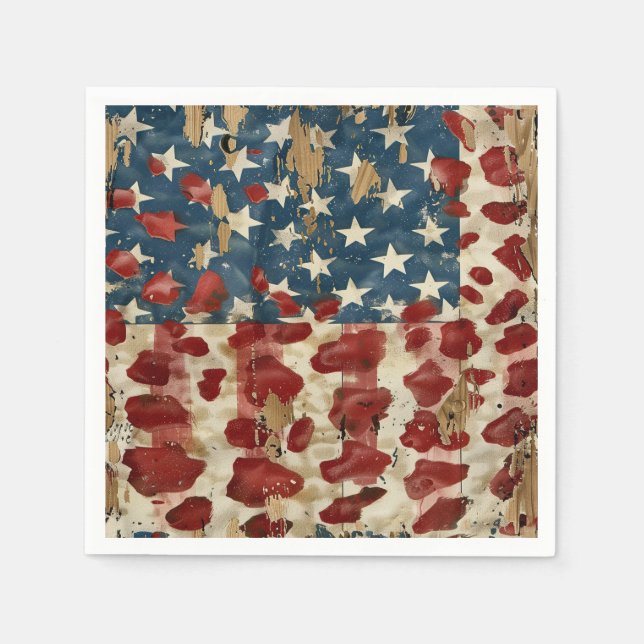 Rustik amerikansk flagga leopardtryck (6) pappersservett (Framsidan)