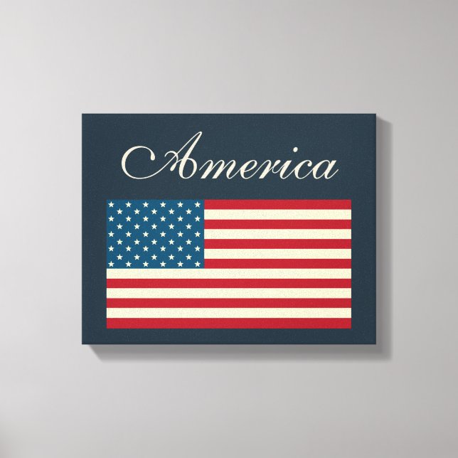 Rustik amerikansk flaggväggskunst  canvastryck (Framsida)