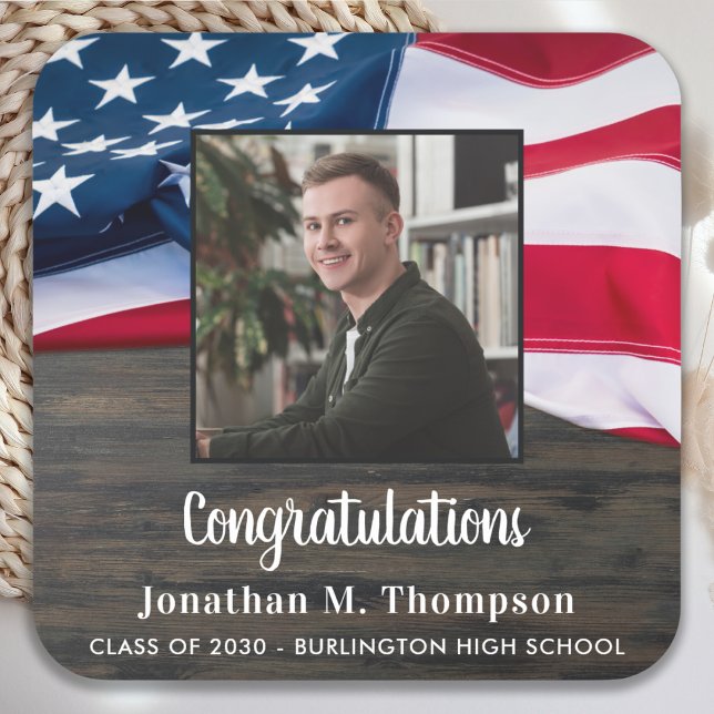 Rustik amerikansk militär gradueringsflagga underlägg papper kvadrat (Skapare uppladdad)