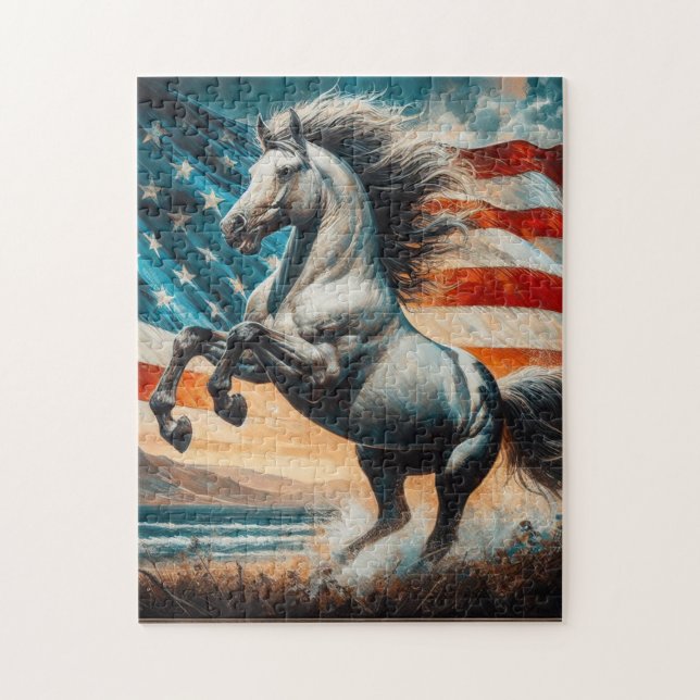 Rustik, amerikansk vit hingst  pussel (Vertikal)