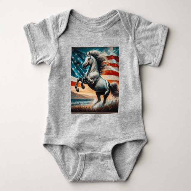 Rustik, amerikansk vit hingst  t shirt (Framsida)