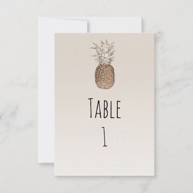 Rustik Ananas Tropisk Hawaiiansk Bordnummer Inbjudningar (Framsida)