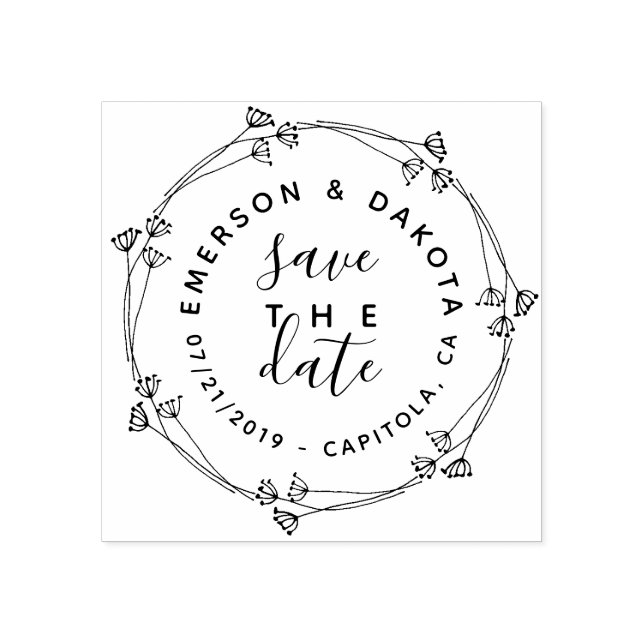 Rustik andedräkt och skript Spara datummodet bröll Stämpel (Tryck)