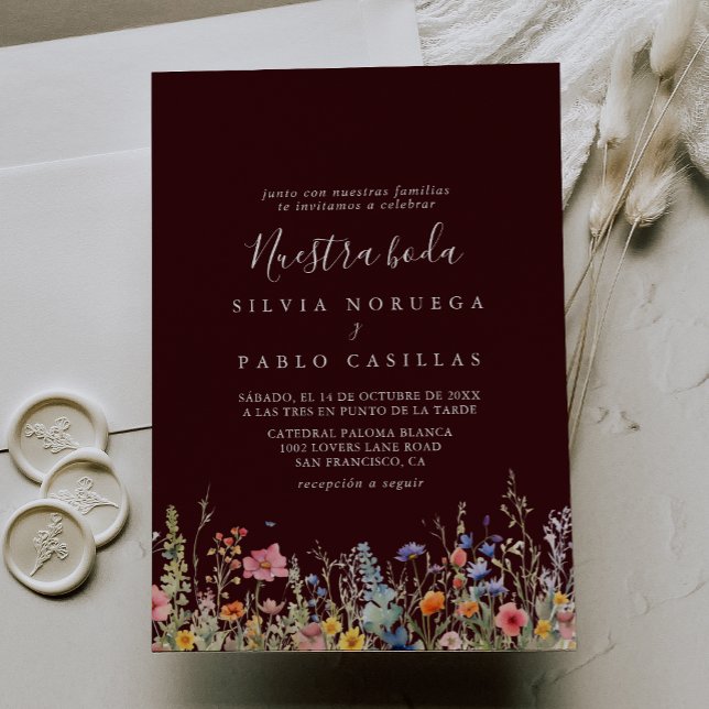 Rustik äng botanisk Nuestra Boda bröllop Inbjudningar (Skapare uppladdad)