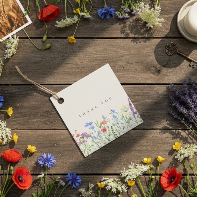 Rustik äng med vildblommor bröllop  gåvor etiketter (Rustic Wildflower Meadow Wedding Favor Tags)
