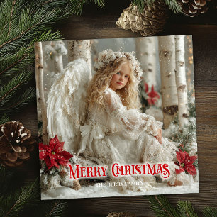 Rustik ängel digital julklassiker hälsning julkort