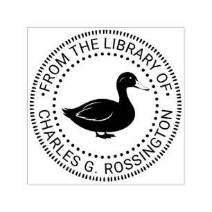 Rustik anka stående bibliotek boknamn självfärgande stämpel