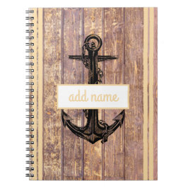 Rustik Ankar Namn Marin Tema Gul Anteckningsbok