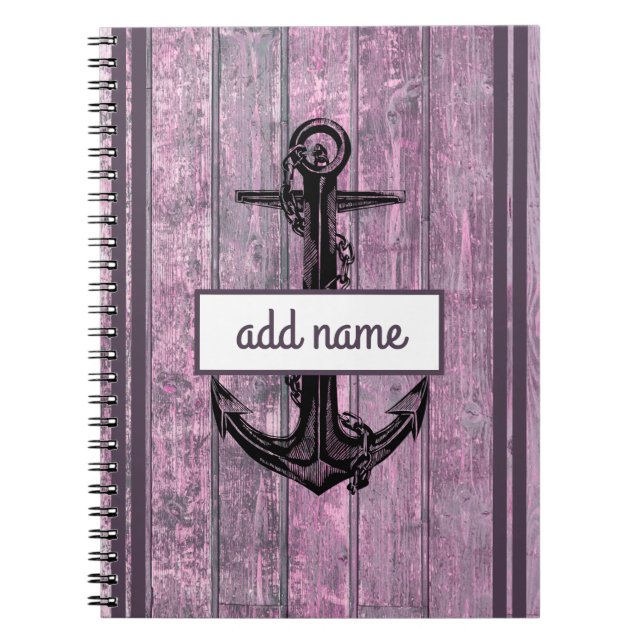 Rustik Ankarrosa Kustnamn Marin Not Anteckningsbok (Framsidan)