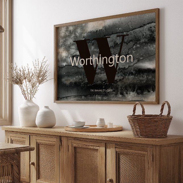 Rustik anpassad efternamn gård vattenfärg poster (Skapare uppladdad)