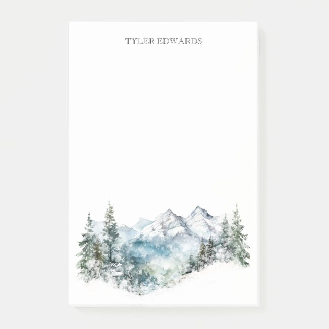 Rustik anpassningsbar för vattenfärgsberg post-it block (Framsida)