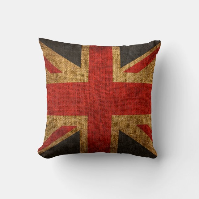 Rustik antikt Union Jack-mönster Kudde (Framsida)