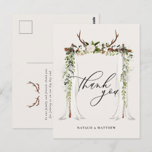 Rustik antler och vattenfärgad blommigt canopy brö vykort