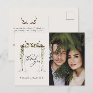 Rustik antler och vattenfärgad blommigt canopy brö vykort