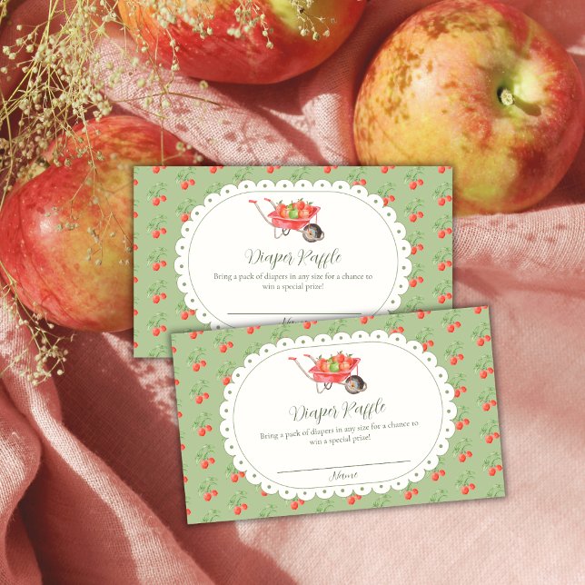 Rustik äppelskörd blöja lotteri baby shower  tilläggskort (Rustic Harvest Apple Diaper Raffle Baby Shower Enclosure Card)