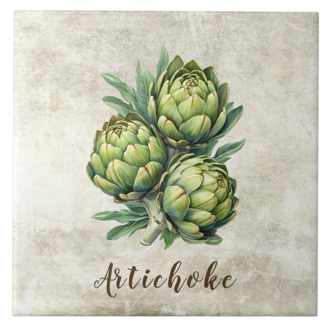 Rustik Artichoke Falsk Keramisk Platta Kakelplatta (Framsidan)