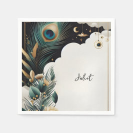 Rustik asiatisk himmel moln påfågel bröllopsdusch pappersservett