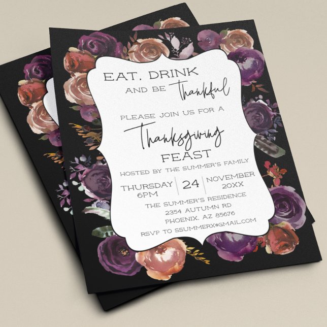 Rustik ät drick tacksam Thanksgiving Blommig Ros Flygblad (Skapare uppladdad)