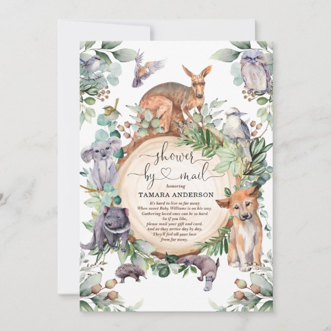 Rustik Australian Animals Baby Shower by Mail Inbjudningar (Framsida)