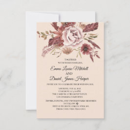 Rustik Autumn Blooms Light Beige Watercolor Inbjudningar