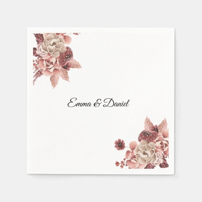 Rustik Autumn Blooms, vattenfärg Pappersservett (Framsidan)