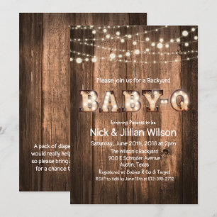 Rustik Baby Q BBQ Baby Shower Inbjudan