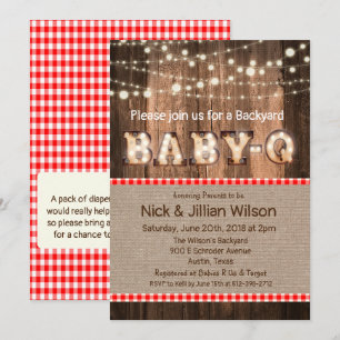Rustik Baby Q BBQ Baby Shower Inbjudan