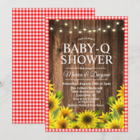 Rustik Baby Q dusch BBQ solros inbjudan