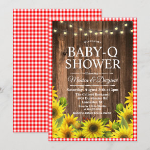 Rustik Baby Q dusch BBQ solros inbjudan